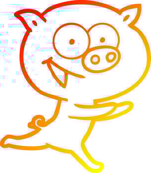 warm gradient line drawing cheerful pig cartoon vector