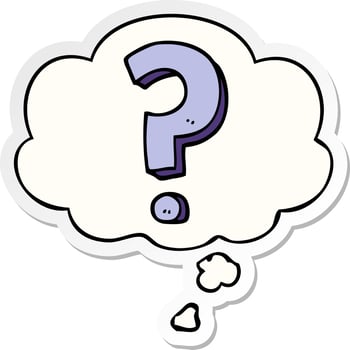 cartoon question mark and thought bubble as a printed sticker vector