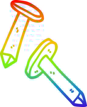 rainbow gradient line drawing cartoon nails vector