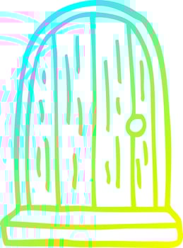 cold gradient line drawing cartoon old wood door vector