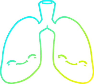 cold gradient line drawing cartoon lungs vector
