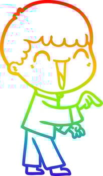 rainbow gradient line drawing cartoon happy man vector