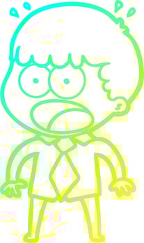 cold gradient line drawing cartoon shocked man in shirt and tie vector