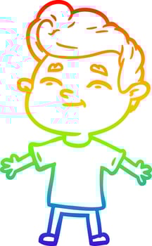 rainbow gradient line drawing happy cartoon man vector