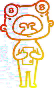 warm gradient line drawing cartoon weird alien communicating vector