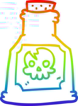 rainbow gradient line drawing cartoon poison bottle vector