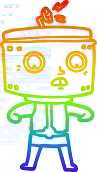 rainbow gradient line drawing cartoon robot vector