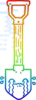 rainbow gradient line drawing cartoon crying shovel vector