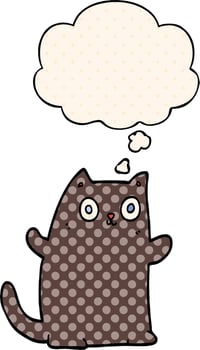 cartoon cat and thought bubble in comic book style vector