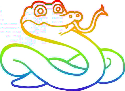 rainbow gradient line drawing cartoon snake vector