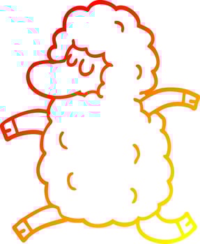 warm gradient line drawing cartoon sheep running vector