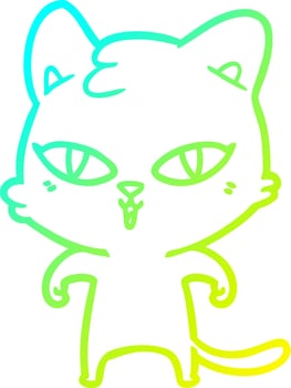 cold gradient line drawing cartoon cat vector