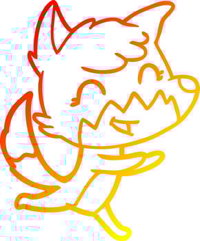 warm gradient line drawing happy cartoon fox vector