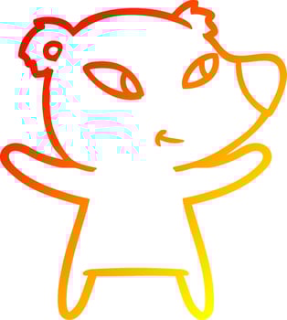 warm gradient line drawing cute cartoon bear vector