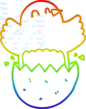 rainbow gradient line drawing cartoon hatching chicken vector
