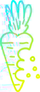 cold gradient line drawing cartoon carrot with bite marks vector