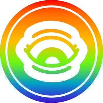 staring eye circular in rainbow spectrum vector
