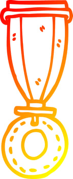 warm gradient line drawing cartoon medal vector