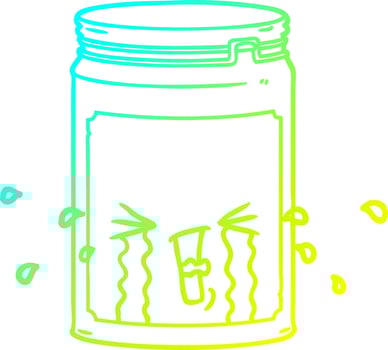 cold gradient line drawing cartoon glass jar vector