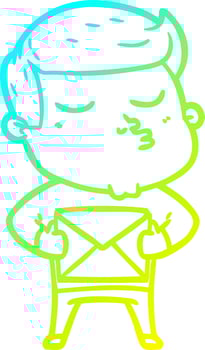 cold gradient line drawing cartoon model guy pouting vector