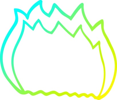 cold gradient line drawing cartoon blue flame vector