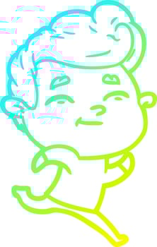 cold gradient line drawing running cartoon man vector