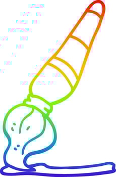 rainbow gradient line drawing cartoon art paint brush vector