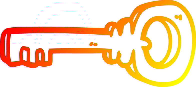 warm gradient line drawing cartoon gold key vector