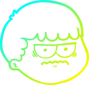 cold gradient line drawing cartoon male face vector