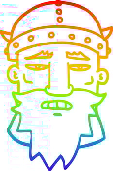 rainbow gradient line drawing cartoon viking face vector