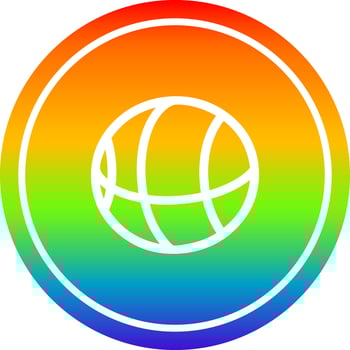 basketball sports circular in rainbow spectrum vector