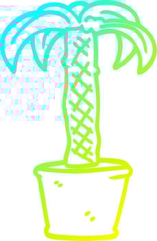 cold gradient line drawing cartoon potted plant vector