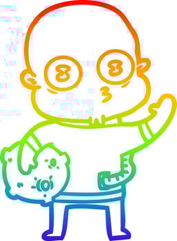 rainbow gradient line drawing waving weird bald spaceman vector