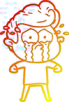 warm gradient line drawing cartoon crying man vector