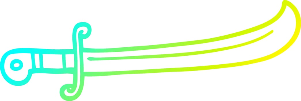 cold gradient line drawing cartoon jeweled sword vector
