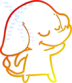 warm gradient line drawing cartoon smiling elephant vector