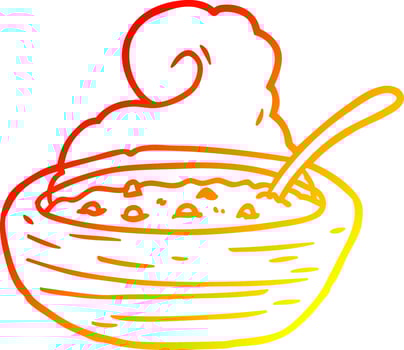warm gradient line drawing hot bowl of broth vector
