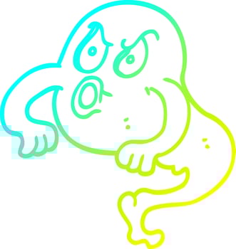 cold gradient line drawing cartoon angry ghost vector