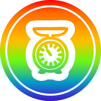 weighing scales circular in rainbow spectrum vector