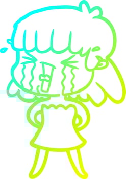 cold gradient line drawing cartoon woman vector