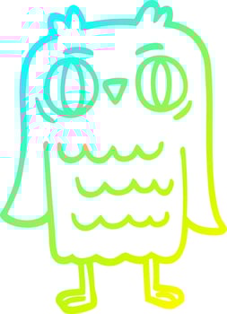 cold gradient line drawing cartoon owl vector