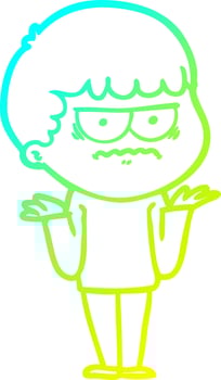 cold gradient line drawing cartoon angry man vector