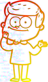 warm gradient line drawing cartoon happy man vector