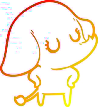 warm gradient line drawing cute cartoon elephant vector