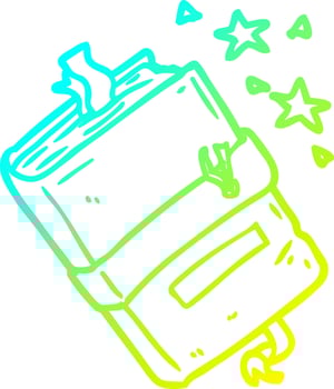 cold gradient line drawing witch s book of spells vector