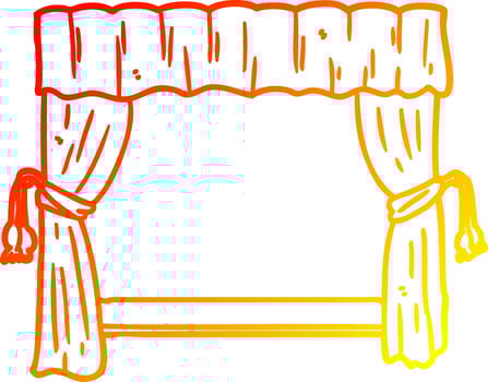 warm gradient line drawing curtains opening onto stage vector