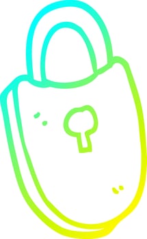 cold gradient line drawing cartoon locked padlock vector