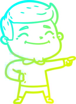 cold gradient line drawing happy cartoon man vector
