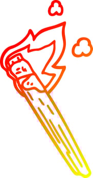 warm gradient line drawing cartoon burning torch brand vector