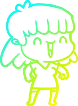 cold gradient line drawing cartoon woman vector